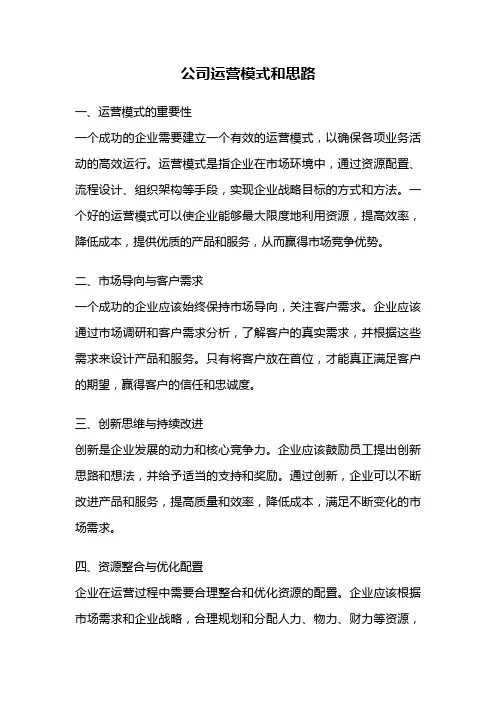 公司运营模式和思路