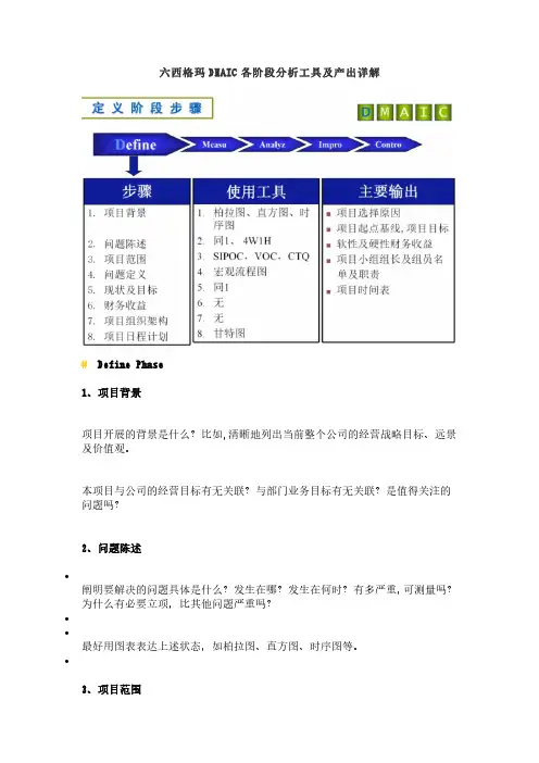 六西格玛DMAIC各阶段分析工具及产出详解