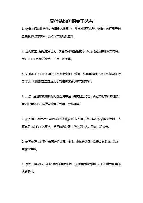 零件结构的相关工艺有