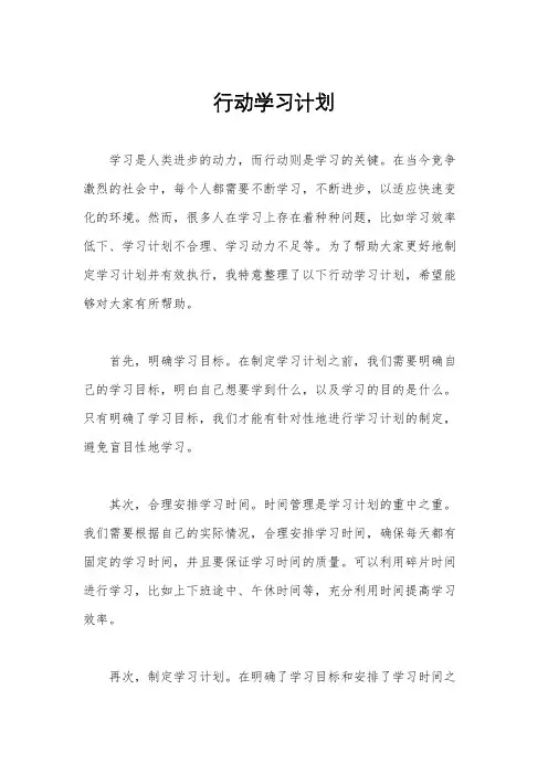 行动学习计划