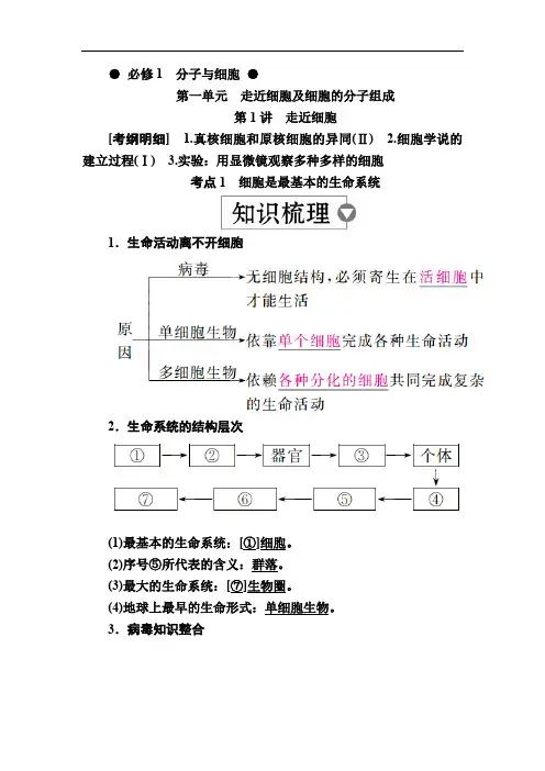 2020版高考生物高分计划一轮讲义：第1讲 走近细胞 Word版含解析