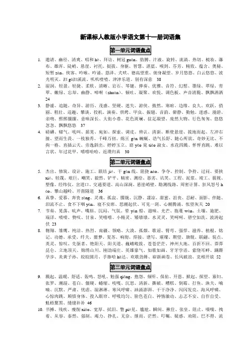 新课标人教版小学语文第十一册词语集