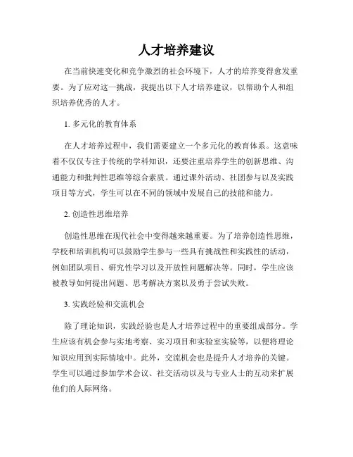 人才培养建议