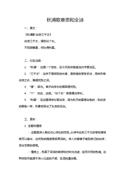 秋浦歌意思和全诗