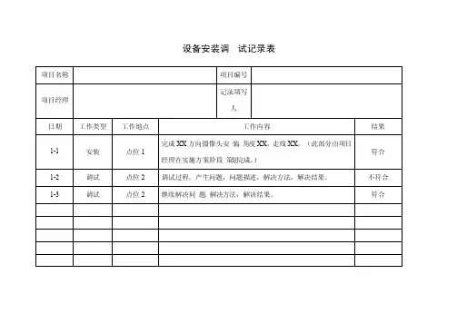 设备安装调试记录