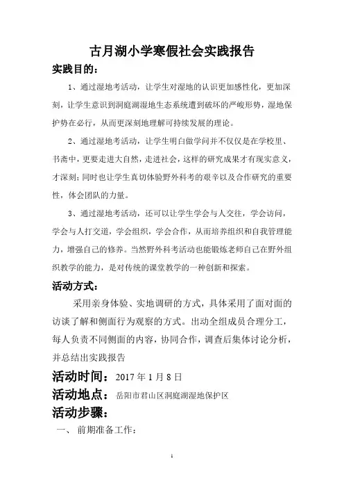 寒假社会实践报告