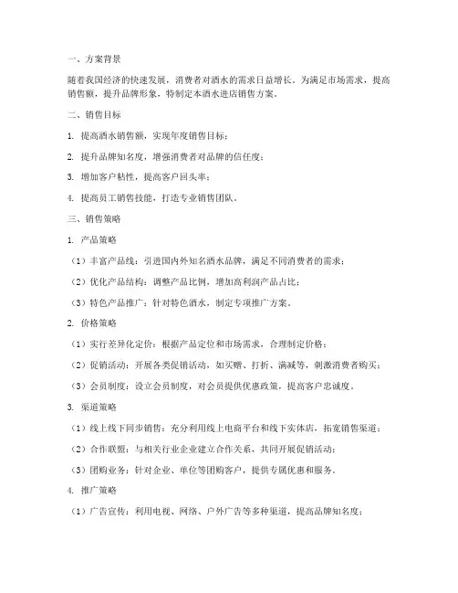 酒水进店销售方案
