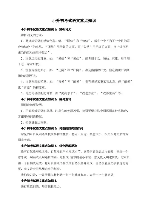 小升初考试语文重点知识