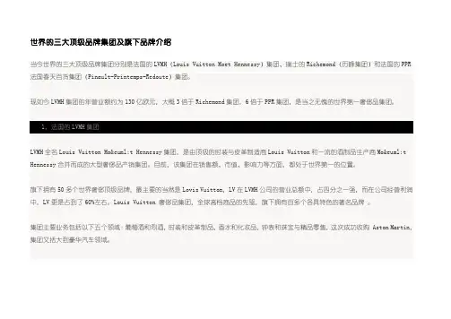 世界三大顶级品牌集团及旗下品牌介绍