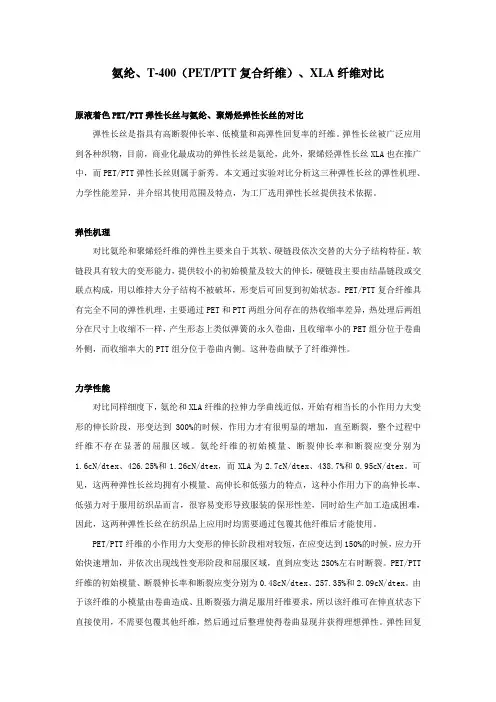 氨纶、T-400、XLA纤维对比
