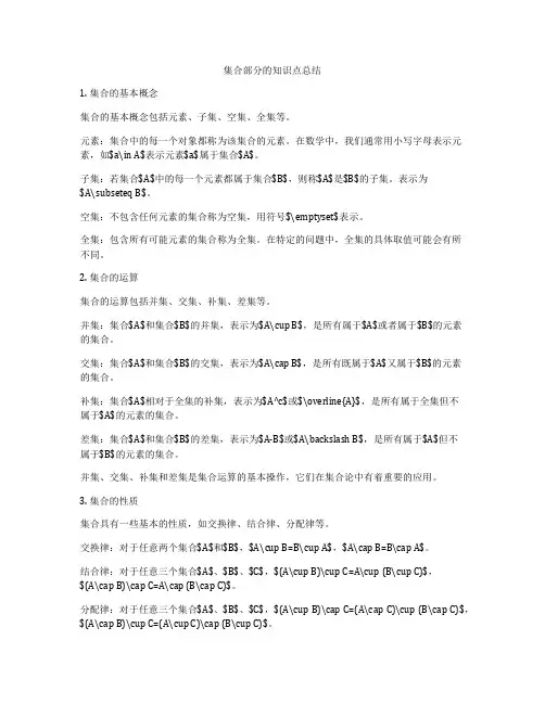 集合部分的知识点总结