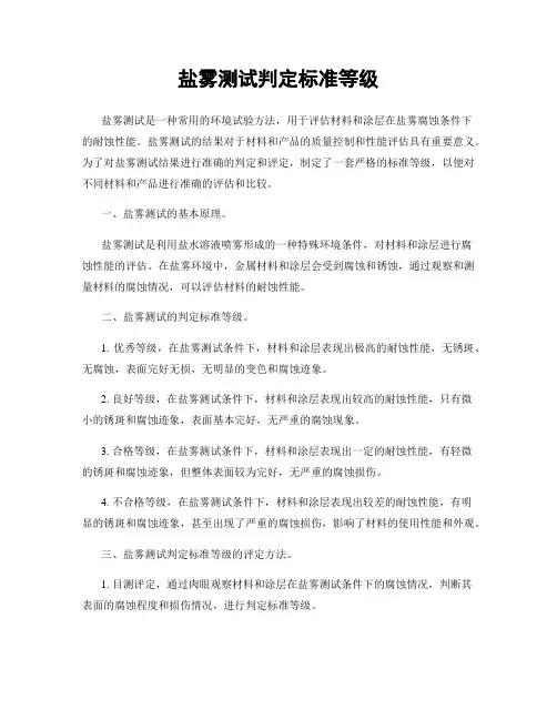 盐雾测试判定标准等级