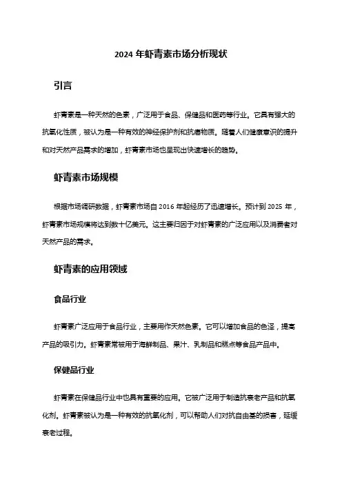 2024年虾青素市场分析现状