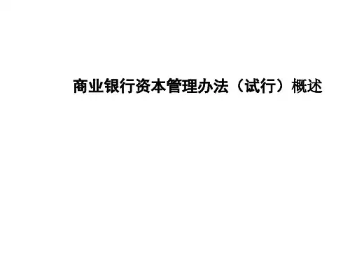 商业银行资本管理办法(试行)概述.