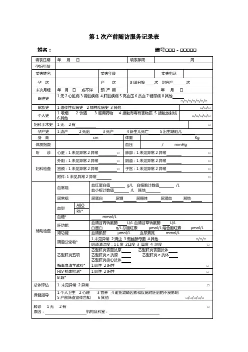 产妇随访服务记录表