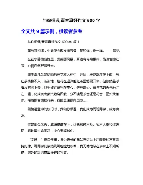 与你相遇,青春真好作文600字