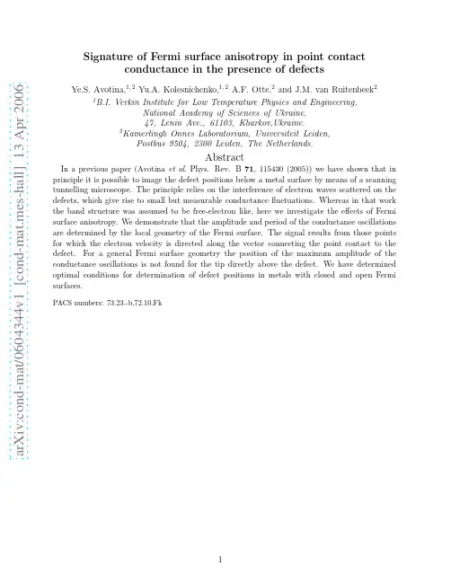 Signature of Fermi surface anisotropy in point contact conductance in the presence of defec