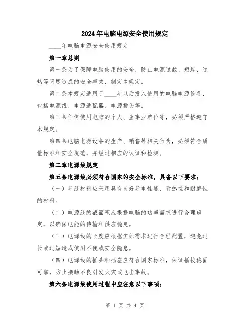 2024年电脑电源安全使用规定