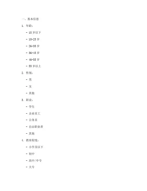 调查问卷采访提纲模板