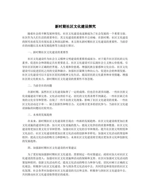 新时期社区文化建设探究