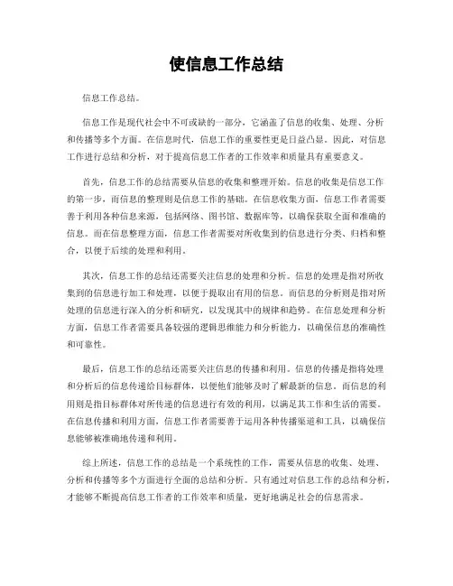 使信息工作总结