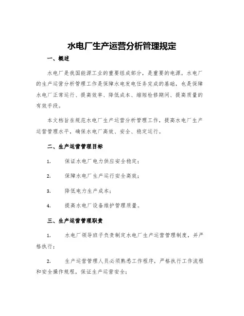 水电厂生产运营分析管理规定