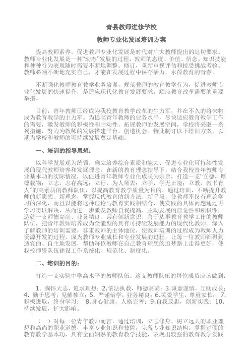 教师专业化发展培训方案