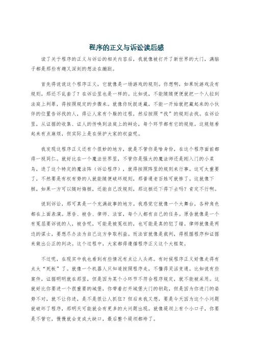 程序的正义与诉讼读后感