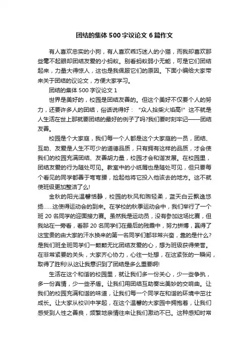 团结的集体500字议论文6篇作文