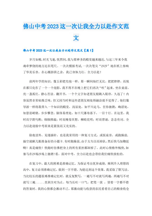 佛山中考2023这一次让我全力以赴作文范文