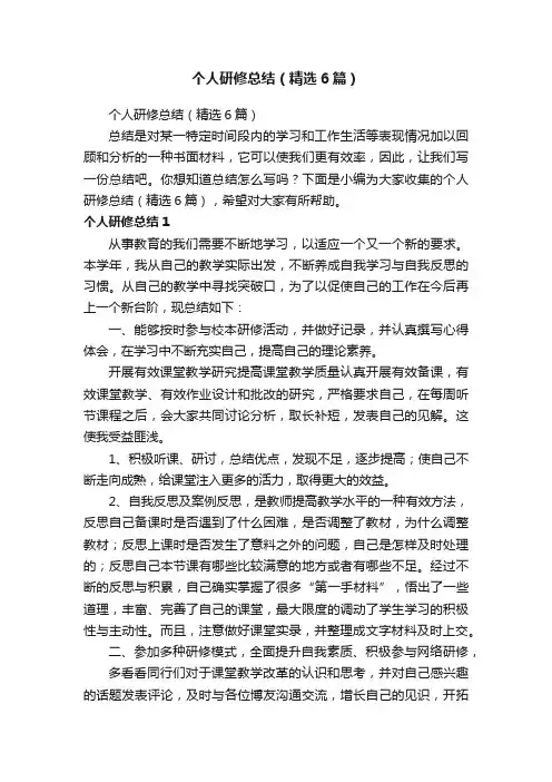 个人研修总结（精选6篇）