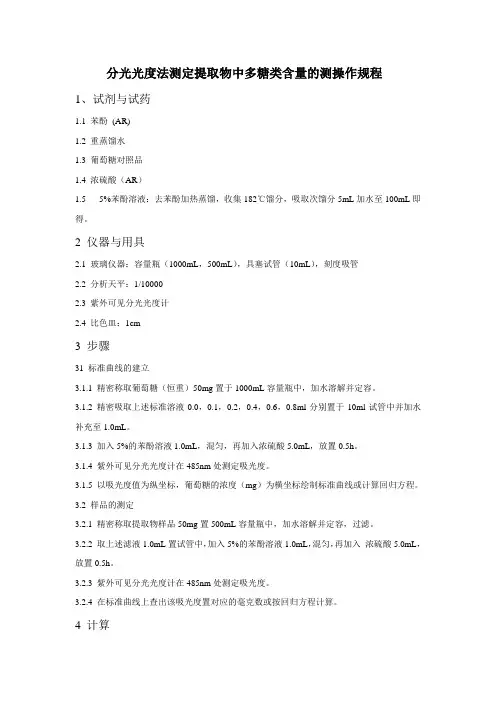 多糖含量UV测定方法