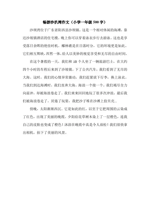 畅游沙扒湾作文(小学一年级500字).doc