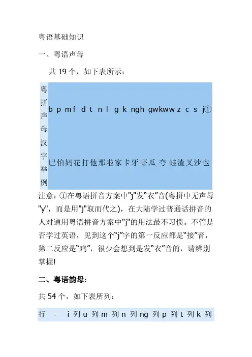 粤语基础知识