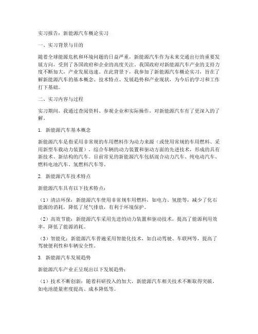 新能源汽车概论实习报告