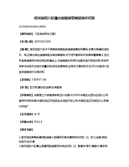 塔河油田六区鹰山组缝洞型储层测井识别