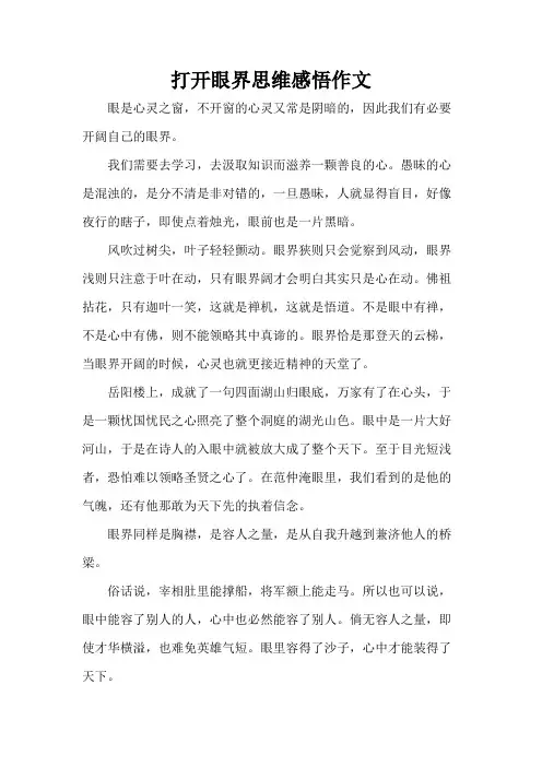 打开眼界思维感悟作文