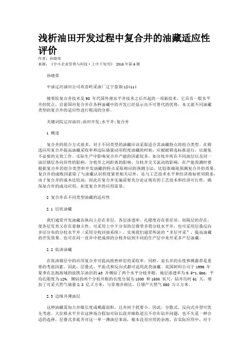 浅析油田开发过程中复合井的油藏适应性评价