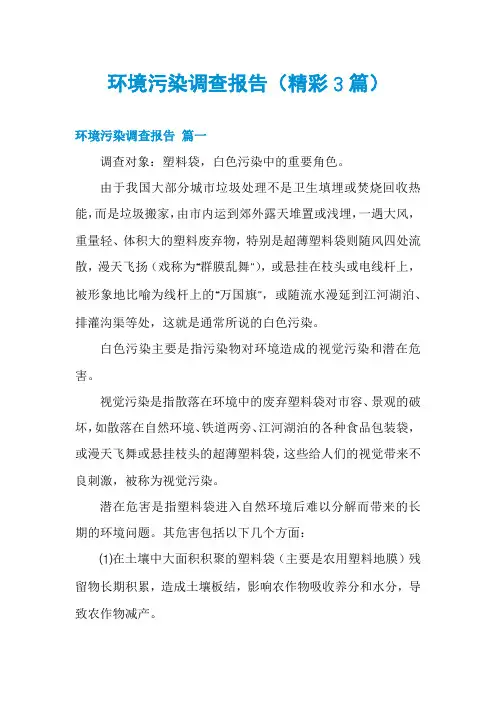 环境污染调查报告(精彩3篇)