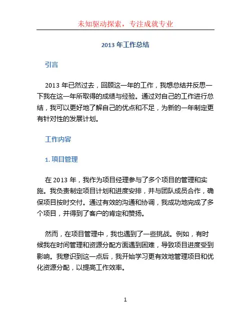 2013年工作总结