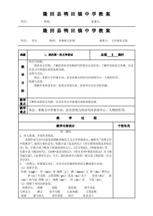 2 《我的第一次文学尝试》 第一课时
