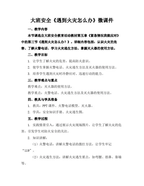 大班安全《遇到火灾怎么办》微课件