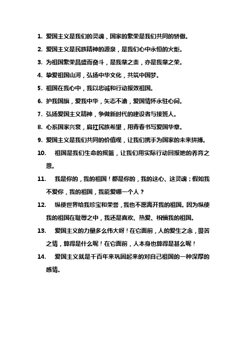 爱国主义短句子