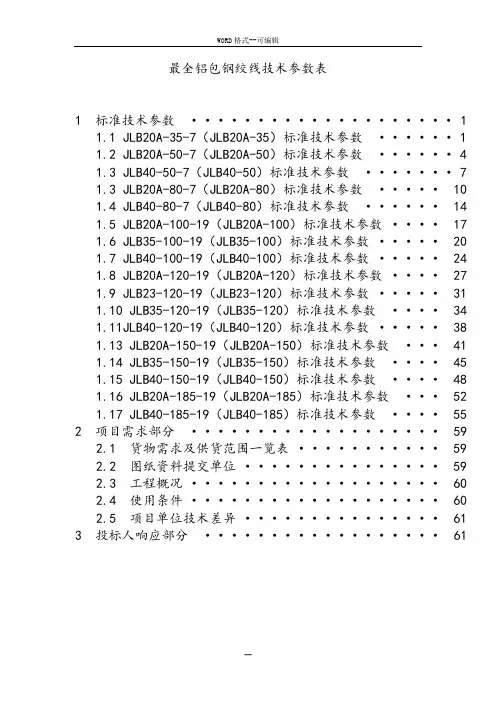 最全铝包钢绞线技术参数表