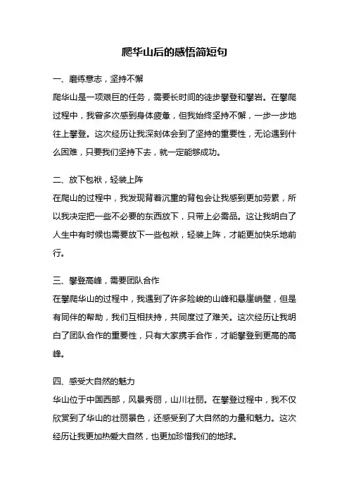 爬华山后的感悟简短句