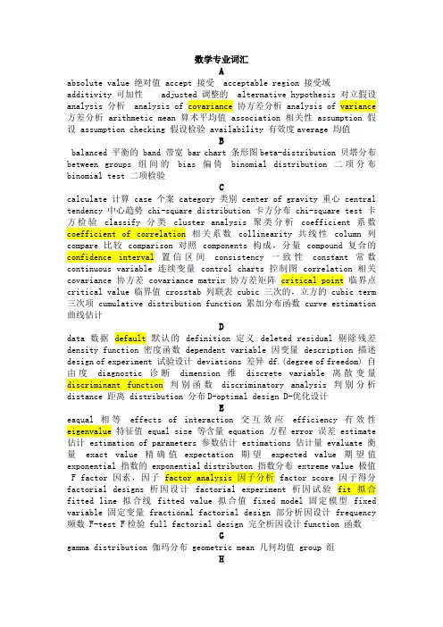 数学词汇英文翻译