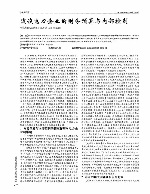 浅谈电力企业的财务预算与内部控制
