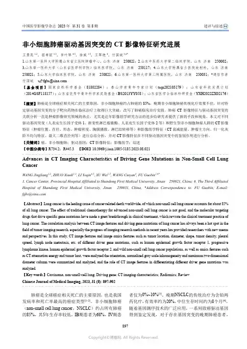 非小细胞肺癌驱动基因突变的CT影像特征研究进展