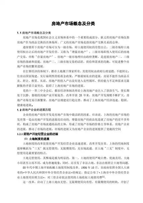 房地产市场概念及分类