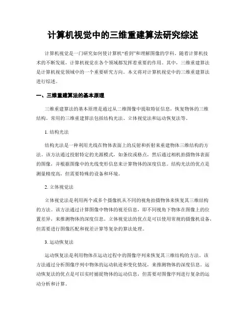 计算机视觉中的三维重建算法研究综述